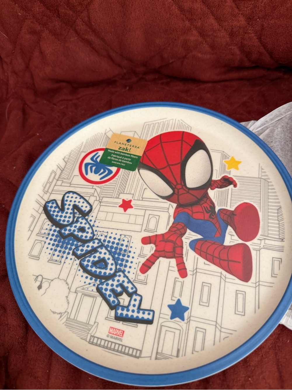 Marvel Spider-Man Plate in Red, Blue & White